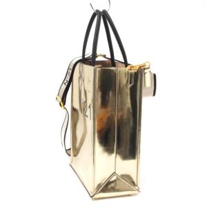 N°21 ショッピングハンドバッグ 2WAY パテントレザー メタリックゴールド