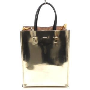 N°21 ショッピングハンドバッグ 2WAY パテントレザー メタリックゴールド