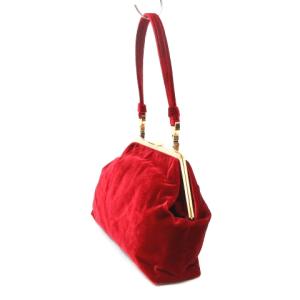 Ermanno Scervino 良品 ハンドバッグ パーティーバッグ ワンハンドル ベルベット がま口 赤 レッド 鞄