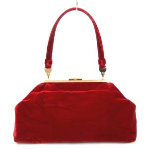 Ermanno Scervino 良品 ハンドバッグ パーティーバッグ ワンハンドル ベルベット がま口 赤 レッド 鞄