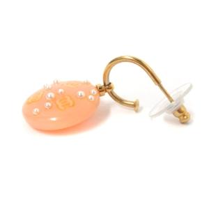 CHANEL 03P スイング ピアス ココマーク プレート フェイクパール フランス製