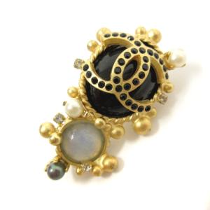 CHANEL ココマーク ピアス ラインストーン ゴールド