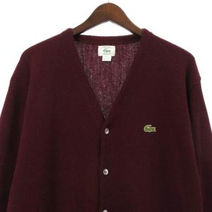 LACOSTE アイゾッド IZOD 80’s 90's ニット アクリル カーディガン 長袖 ヴィンテージ USA製 ボルドー 赤 レッド