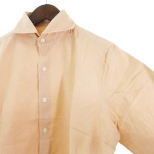 Finamore シャツ 長袖 オックスフォード ホリゾンタルカラー ピンクベージュ 40