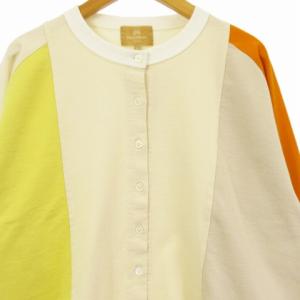 Nigel Cabourn 22SS コットン パッチワーク カーディガン リメイク風 配色 オレンジ