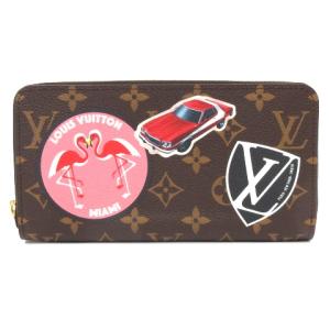 M62149 2016 モノグラム ステッカー ジッピーウォレット ワールドツアー 茶