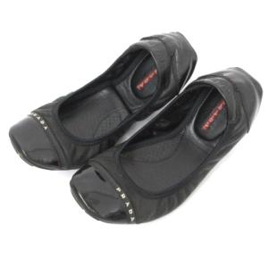 バレエ シューズ フラット ロゴ レザー 35 ブラック