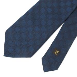 LOUIS VUITTON ダミエ ネクタイ レギュラータイ シルク ネイビー