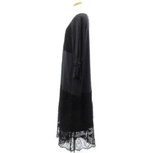 GRACE CONTINENTAL 20AW 0120431169 レースコンビ ロング ワンピース 長袖 切替 36 ネイビー