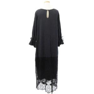 GRACE CONTINENTAL 20AW 0120431169 レースコンビ ロング ワンピース 長袖 切替 36 ネイビー