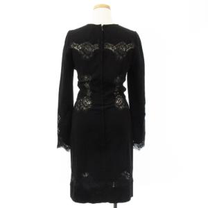 DOLCE&GABBANA ドレス ワンピース ひざ丈 長袖 刺繍 レース イタリア製 ブラック