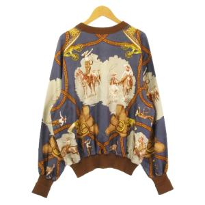 HERMES ヴィンテージ CHARREADA ニット スカーフ柄 シルク 40