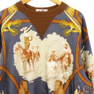 HERMES ヴィンテージ CHARREADA ニット スカーフ柄 シルク 40