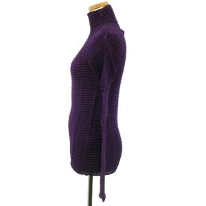ISSEY MIYAKE 09SS プリーツ カットソー 長袖 ハイネック プルオーバー パープル M トップス