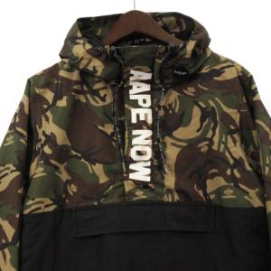A BATHING APE AAPE アノラック パーカー プルオーバー カモフラ 迷彩柄 ロゴ プリント ブラウン カーキ 170