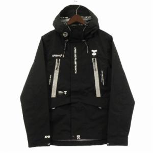 A BATHING APE AAPE APUNVS ジャケット フード パーカー プリント ブラック L アウター