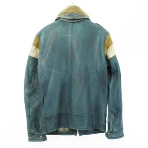 Schott 3171012 トラッカージャケット ヴィンテージ加工 牛革 S 青