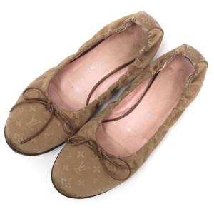 LOUIS VUITTON モノグラム ミニ バレエシューズ フラット パンプス イタリア製 茶 ブラウン 34 21.5cm 靴