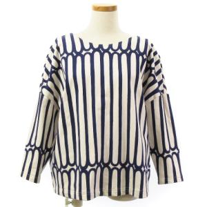 finger stripe トレーナー スウェット 七分袖 裏毛 va8145 ホワイト ネイビー 38 トップス