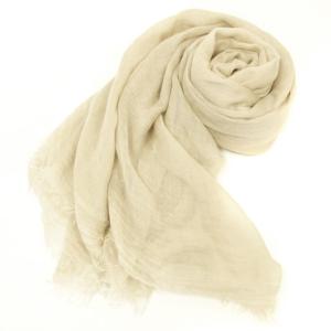 良品 大判 ストール ショール カットオフ 薄手 透け感 モダール シルク混 イタリア製 ベージュ系