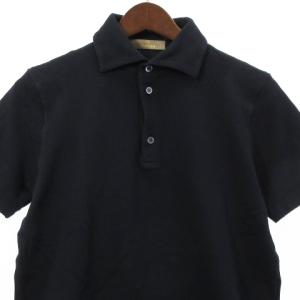 Cruciani ショートスリーブ 鹿の子 ポロシャツ 半袖 コットン イタリア製 ネイビー 44