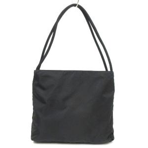 PRADA ハンドバッグ セミショルダー 三角プレート ロゴ ナイロン イタリア製 ブラック