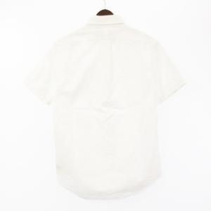 RALPH LAUREN 良品 シャツ 半袖 ボタンダウン シアサッカー シャドーストライプ ロゴ コットン ホワイト S