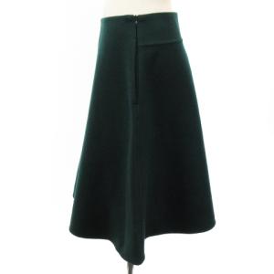 Drawer メルトン フレア スカート ひざ丈 ウール グリーン 36