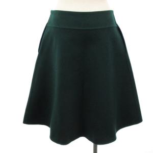 Drawer メルトン フレア スカート ひざ丈 ウール グリーン 36