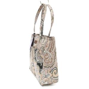 ETRO ハンドバッグ トート ロゴ 総柄 ペイズリー柄 ナイロン ブラウン