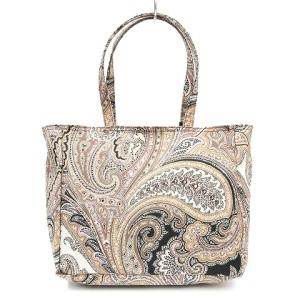 ETRO ハンドバッグ トート ロゴ 総柄 ペイズリー柄 ナイロン ブラウン