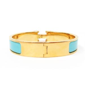 HERMES クリッククラック PM バングル Hロゴ ブルー ゴールド