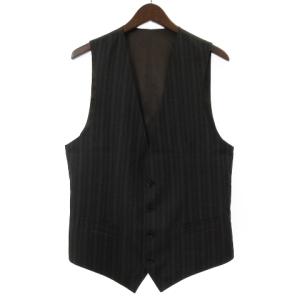 ベスト ジレ ストライプ ウール イタリア製 グレー系 48 トップス