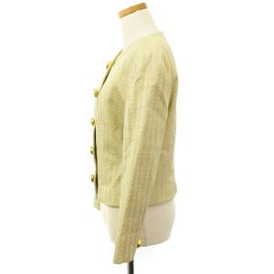 Christian Dior 90's ヴィンテージ ノーカラー ジャケット ショート丈 シェブロン柄 凹凸生地 ベージュ系 アウター IBO26