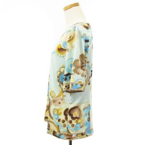 LEONARD FASHION カットソー 半袖 プリント 総柄 水色 ライトブルー LL 大きいサイズ トップス IBO26