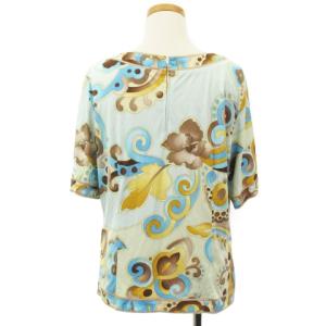 LEONARD FASHION カットソー 半袖 プリント 総柄 水色 ライトブルー LL 大きいサイズ トップス IBO26