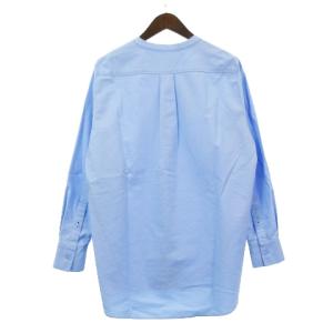 LACOSTE 21SS マオカラー オックスフォード シャツ 長袖 ラウンドテール コットン ライトブルー