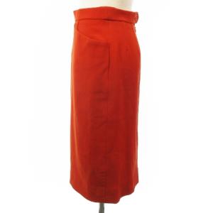 HERMES 90’s ヴィンテージ タイト スカート ひざ丈 ウール フランス製 オレンジ 38 ボトムス AA IBO26