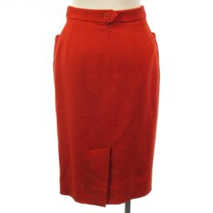 HERMES 90’s ヴィンテージ タイト スカート ひざ丈 ウール フランス製 オレンジ 38 ボトムス AA IBO26