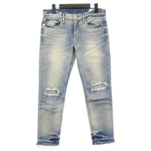 THE THIN デニム パンツ ジーンズ リペア加工 USED加工 カットオフ 195017 インディゴブルー 25 ボトムス