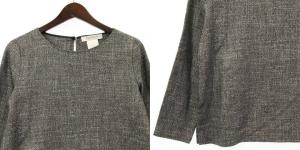 Max Mara 白タグ セットアップ ブラウス カットソー 長袖 ワイド パンツ ツータック ウール イタリア製 グレー 38 IBO28