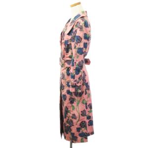 PRADA トレンチ コート シルクタフタ 花柄 総柄 イタリア製 ピンク 36 アウター IBO28