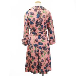 PRADA トレンチ コート シルクタフタ 花柄 総柄 イタリア製 ピンク 36 アウター IBO28