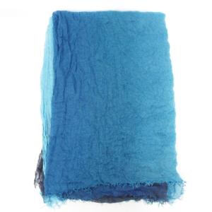 Faliero Sarti 大判 ストール ショール シワ加工 薄手 シルク系 グラデーション 青 ブルー IBO28