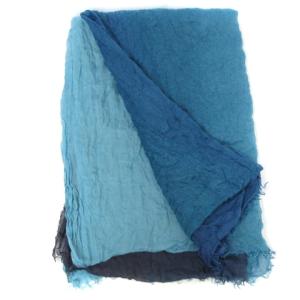 Faliero Sarti 大判 ストール ショール シワ加工 薄手 シルク系 グラデーション 青 ブルー IBO28