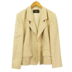 Leilian 良品 ヴィンテージ DORMEUIL社製 セットアップ ジャケット スカート ミモレ ハウンドトゥース 千鳥格子 ウール シルク