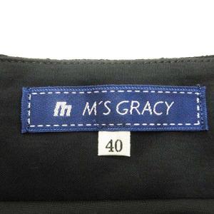 M'S GRACY ワンピース フリルティアード ボートネック 七分袖 シースルー 膝丈 ブラック 40