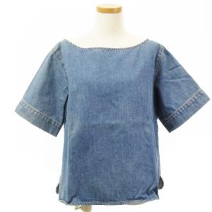 デニム カットソー 五分袖 プルオーバー イタリア製 インディゴブルー 40 トップス