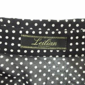 Leilian セット アンサンブル オープンカラー 七分袖シャツ ブラウス カットソー フリル シアー ドット 13+ LL 黒 ブラック