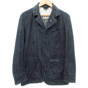 YELAX デニム テーラードジャケット スナップボタン開閉式 S インディゴ